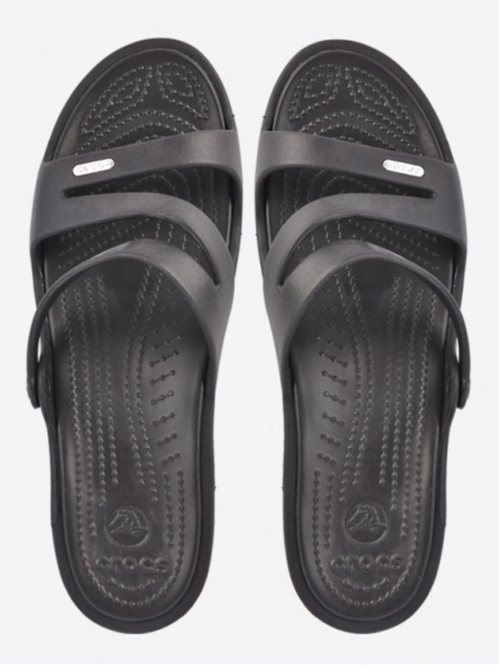 CROCS Black Double-Strap Comfort minimalist Slides